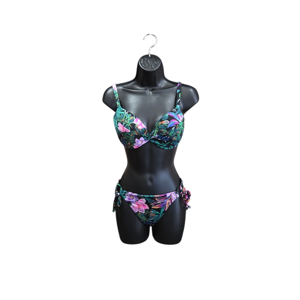 Victoria's Secret Floral Bikini - Green and Pink 34 DD & Medium Bottoms
